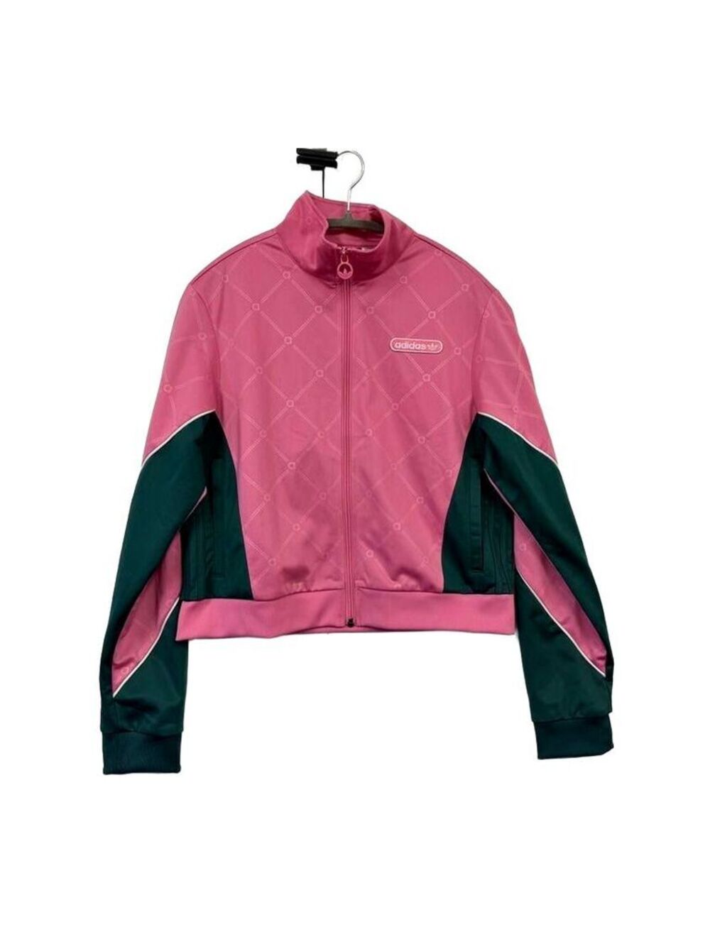 Adidas Originals Retro Luxury Track Top Women’s L Pink Green Cropped Jacket